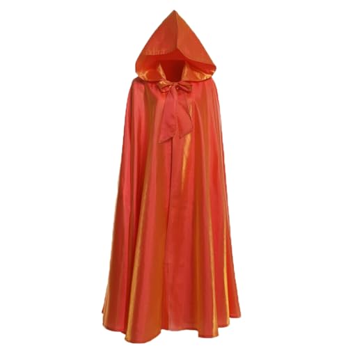 AWOCAN Kostüme Umhang Männer Frauen Halloween Umhang mit Kapuze in voller Länge Kapuzenmantel Party Kostüm Orange Umhang (orange-150cm) von AWOCAN