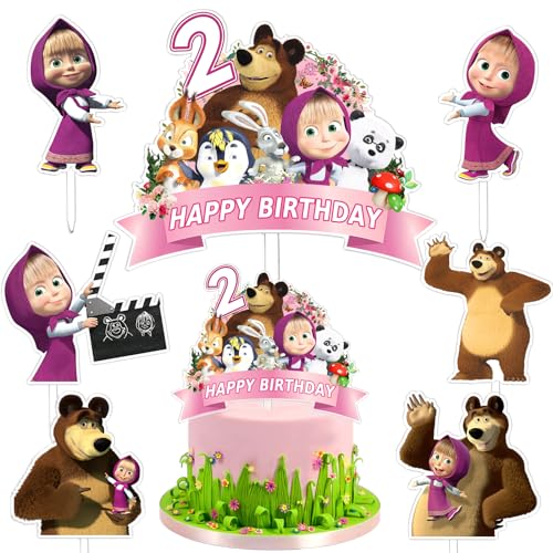 7 Stück Masch Kuchen Dekoration 2 Jahre, Masch Tortendeko, Cupcake Topper, Cake Topper, Geburtstags Dekoration, Mädchen, Acryl Material, für Kinder Geburtstags Party, Baby Partys, Hochzeitsfeier 7 Stück Masch Kuchen Dekoration 2 Jahre, Masch Tortendeko, Cupcake Topper, Cake Topper, Geburtstags Dekoration, Mädchen, Acryl Material, für Kinder Geburtstags Party, Baby Partys, Hochzeitsfeier von AWOUSUE