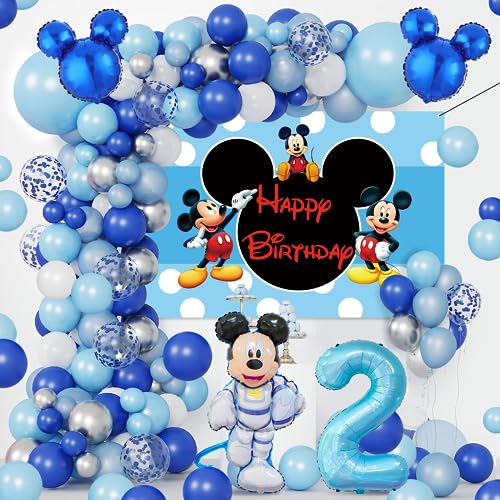 70 Stück Mickey Deko 2 Geburtstag, Mickey Luftballons 2 Geburtstag, Mickey Girlande Geburtstag, Mickey Hintergrund Geburtstag, Mickey Folienballon 2, 2. Geburtstag Mickey Deko Set von AWOUSUE