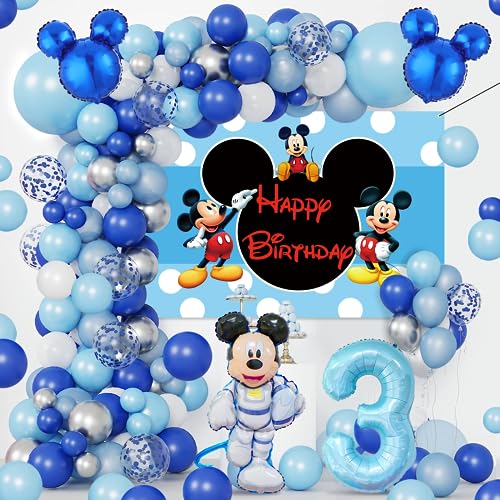 70 Stück Mickey Deko 3 Geburtstag, Mickey Luftballons 3. Geburtstag, Mickey Girlande Geburtstag, Mickey Hintergrund Geburtstag, Mickey Folienballon 3, Kindergeburtstag Deko 3 Jahre Mickey von AWOUSUE
