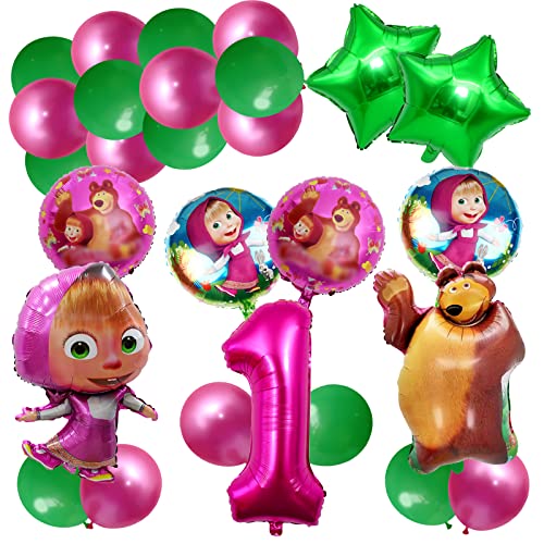 Mascha Geburtstag 1, Mascha Geburtstag Deko 1 Jahre, Mascha Luftballon 1, Mascha Helium Ballons, Kindergeburtstag Deko Mascha, Mascha Party Ballons, Für Kinder Geburtstag Party Deko von AWOUSUE
