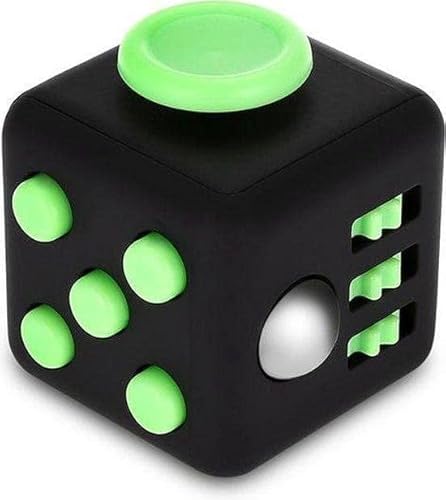 Hochwertige Fidget Cube / Friemelwürfel | Anti Stress Spielzeug | Fidget Toy (Black-Grün) von AWR