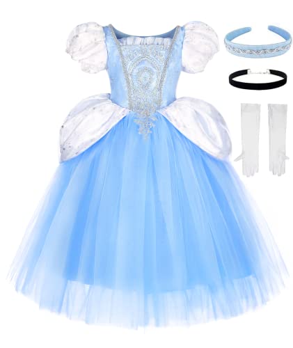 Aschenputtel Kostüm für Mädchen Aschenputtel Kleid Prinzessin Kleider für Mädchen Halloween Party Cosplay mit Zubehör von AXAXA