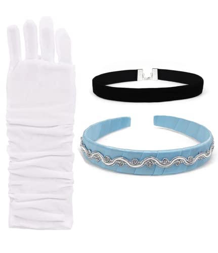 Axaxa Prinzessin Cinderella Verkleidungszubehör für Mädchen, Aschenputtel, Stirnband, Choker, Handschuhe, Halloween, Weihnachten, Partygeschenke für Kinder von AXAXA