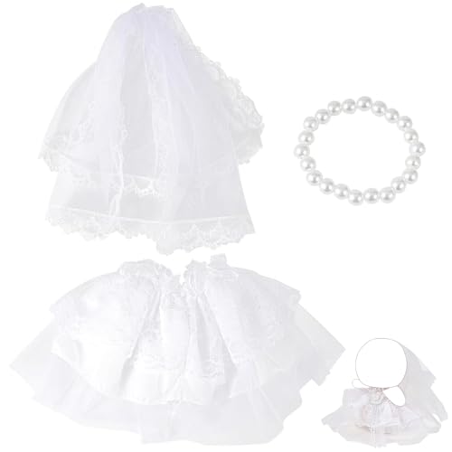 Puppenkleidung, 3 Stück Mini Puppen Bekleidung Set mit weißer Schleier Brautkleid und Perlenkette, Doll Clothes für Halloween Weihnachten Valentinstag Geburtstag Jahrestag Puppenkleidung, 3 Stück Mini Puppen Bekleidung Set mit weißer Schleier Brautkleid und Perlenkette, Doll Clothes für Halloween Weihnachten Valentinstag Geburtstag Jahrestag von AXERHK