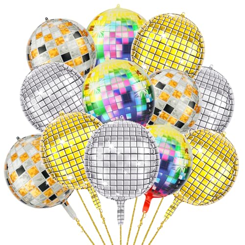 AXFEE Folienballon 12 Stück, 22 Zoll 4D Discokugel Luftballon, Bunt Discokugel Folienballons, Premium Helium Ballon für Mädchen Junge, Disco Ballons für Geburtstag Karneval Neujahr Disco Party Deko AXFEE Folienballon 12 Stück, 22 Zoll 4D Discokugel Luftballon, Bunt Discokugel Folienballons, Premium Helium Ballon für Mädchen Junge, Disco Ballons für Geburtstag Karneval Neujahr Disco Party Deko von AXFEE