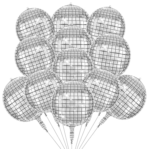 AXFEE Folienballon 12 Stück, 22 Zoll 4D Discokugel Luftballon, Silber Discokugel Folienballons, Premium Helium Ballon für Mädchen Junge, Disco Ballons für Geburtstag Karneval Neujahr Disco Party Deko AXFEE Folienballon 12 Stück, 22 Zoll 4D Discokugel Luftballon, Silber Discokugel Folienballons, Premium Helium Ballon für Mädchen Junge, Disco Ballons für Geburtstag Karneval Neujahr Disco Party Deko von AXFEE