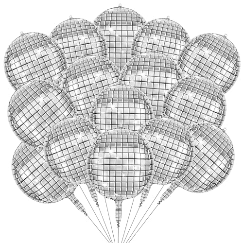 AXFEE Folienballon 15 Stück, 22 Zoll 4D Discokugel Luftballon, Silber Discokugel Folienballons, Premium Helium Ballon für Mädchen Junge, Disco Ballons für Geburtstag Karneval Neujahr Disco Party Deko AXFEE Folienballon 15 Stück, 22 Zoll 4D Discokugel Luftballon, Silber Discokugel Folienballons, Premium Helium Ballon für Mädchen Junge, Disco Ballons für Geburtstag Karneval Neujahr Disco Party Deko von AXFEE