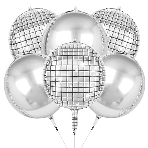 AXFEE Folienballon 6 Stück, 22 Zoll 4D Discokugel Luftballon, Discokugel Folienballons, Premium Helium Ballon für Mädchen Silber Junge, Disco Ballons für Geburtstag Karneval Neujahr Disco Party Deko AXFEE Folienballon 6 Stück, 22 Zoll 4D Discokugel Luftballon, Discokugel Folienballons, Premium Helium Ballon für Mädchen Silber Junge, Disco Ballons für Geburtstag Karneval Neujahr Disco Party Deko von AXFEE
