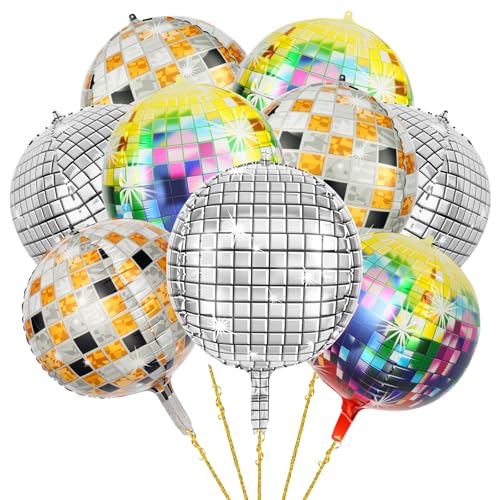 AXFEE Folienballon 9 Stück, 22 Zoll 4D Discokugel Luftballon, Silber Discokugel Folienballons, Premium Helium Ballon für Mädchen Junge, Disco Ballons für Geburtstag Karneval Neujahr Disco Party Deko AXFEE Folienballon 9 Stück, 22 Zoll 4D Discokugel Luftballon, Silber Discokugel Folienballons, Premium Helium Ballon für Mädchen Junge, Disco Ballons für Geburtstag Karneval Neujahr Disco Party Deko von AXFEE