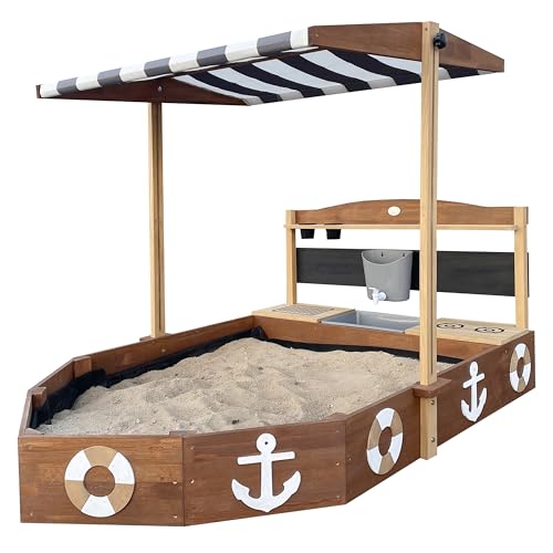 AXI Dora Sandkasten Boot/Schiff aus Holz | Sandkastenschiff in Anthrazit & Braun mit Spielküche, Kreidetafel und Zwei Pflanzkästen | Sandkastenboot | 160x100x110 cm AXI Dora Sandkasten Boot/Schiff aus Holz | Sandkastenschiff in Anthrazit & Braun mit Spielküche, Kreidetafel und Zwei Pflanzkästen | Sandkastenboot | 160x100x110 cm von AXI