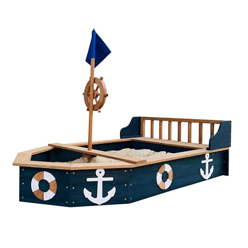 AXI Doris Sandkasten Boot/Schiff aus Holz | Sandkastenschiff in Anthrazit & Braun mit drehbarem Ruder, Flagge & Sitzbank | Sandkastenboot/Piratenschiff mit Abdeckung und Bodentuch | 153x90x100 cm. AXI Doris Sandkasten Boot/Schiff aus Holz | Sandkastenschiff in Anthrazit & Braun mit drehbarem Ruder, Flagge & Sitzbank | Sandkastenboot/Piratenschiff mit Abdeckung und Bodentuch | 153x90x100 cm. von AXI