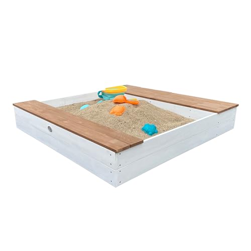 AXI Evy Sandkasten aus Holz mit Wasserbehälter, Sitzbank & Stauraum | Sandbox für Kinder in Weiß & Braun mit Abdeckung & Plane | 119 x 117 cm AXI Evy Sandkasten aus Holz mit Wasserbehälter, Sitzbank & Stauraum | Sandbox für Kinder in Weiß & Braun mit Abdeckung & Plane | 119 x 117 cm von AXI