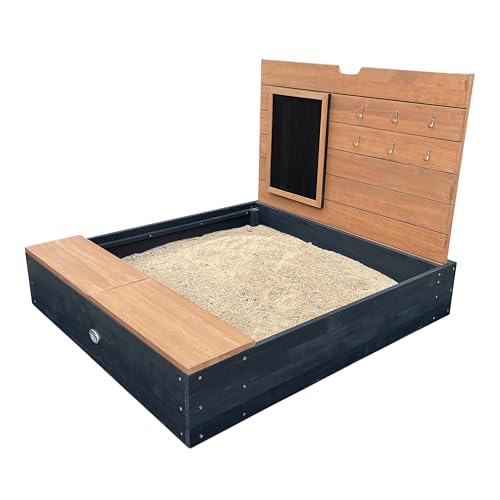 AXI Mandy Sandkasten aus FSC Holz mit Sitzbank, Stauraum, Deckel & Kreidetafel | Sandkasten in Anthrazit & Braun inklusive Bodeplane | 100 x 90 cm. AXI Mandy Sandkasten aus FSC Holz mit Sitzbank, Stauraum, Deckel & Kreidetafel | Sandkasten in Anthrazit & Braun inklusive Bodeplane | 100 x 90 cm. von AXI