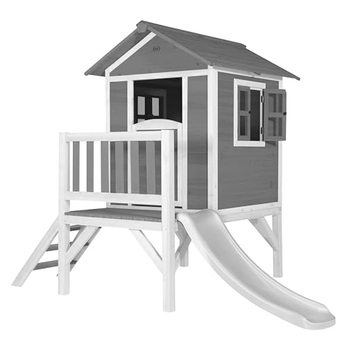 AXI Spielhaus Beach Lodge XL in Grau mit Rutsche in Weiß | Stelzenhaus aus FSC Holz für Kinder | Kleiner Spielturm für den Garten AXI Spielhaus Beach Lodge XL in Grau mit Rutsche in Weiß | Stelzenhaus aus FSC Holz für Kinder | Kleiner Spielturm für den Garten von AXI
