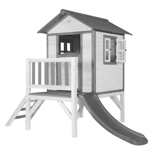 AXI Spielhaus Beach Lodge XL in Weiß mit Rutsche in Grau | Stelzenhaus aus FSC Holz für Kinder | Kleiner Spielturm für den Garten.. von AXI