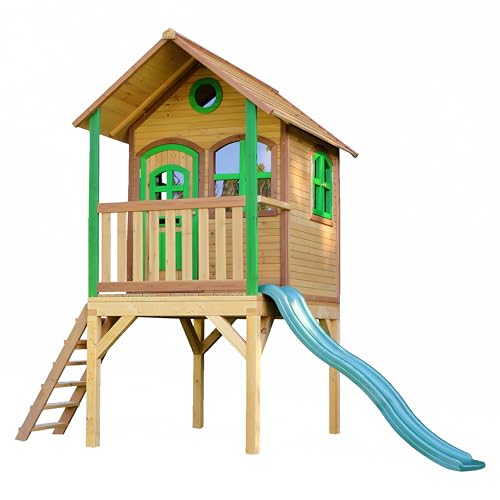 AXI Spielhaus Laura mit grüner Rutsche | Stelzenhaus in Braun & Grün aus FSC Holz für Kinder | Spielturm mit Wellenrutsche für den Garten AXI Spielhaus Laura mit grüner Rutsche | Stelzenhaus in Braun & Grün aus FSC Holz für Kinder | Spielturm mit Wellenrutsche für den Garten von AXI