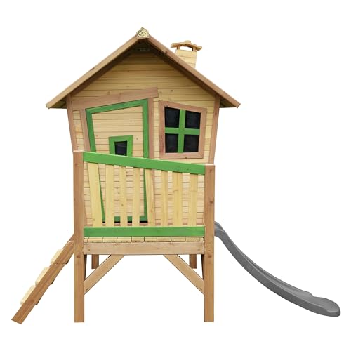 AXI Spielhaus Robin mit Grauer Rutsche | Stelzenhaus in Braun & Grün aus FSC Holz für Kinder | Spielturm für den Garten AXI Spielhaus Robin mit Grauer Rutsche | Stelzenhaus in Braun & Grün aus FSC Holz für Kinder | Spielturm für den Garten von AXI