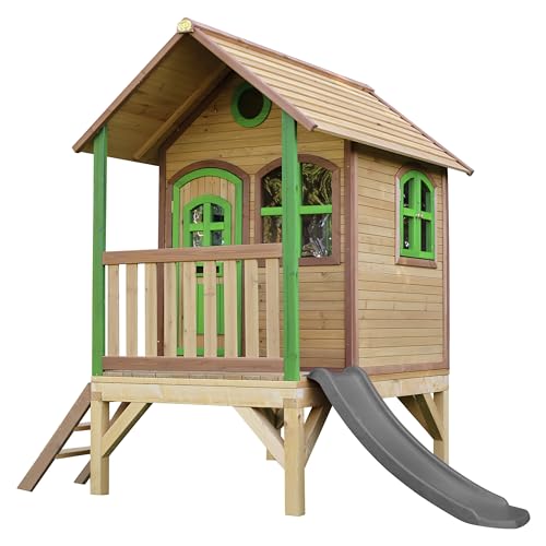 AXI Spielhaus Tom mit Grauer Rutsche | Stelzenhaus in Braun & Grün aus FSC Holz für Kinder | Spielturm für den Garten AXI Spielhaus Tom mit Grauer Rutsche | Stelzenhaus in Braun & Grün aus FSC Holz für Kinder | Spielturm für den Garten von AXI