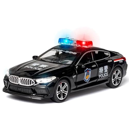 AXIAOLIN Autoliebhaber 1/32 Legierung Druckguss M8 Polizei Modell Spielzeug Auto Simulation Sound Licht Zurückziehen 6 Tür Öffnen Spielzeug Fahrzeug Für Kinder Geschenke(Black) von AXIAOLIN