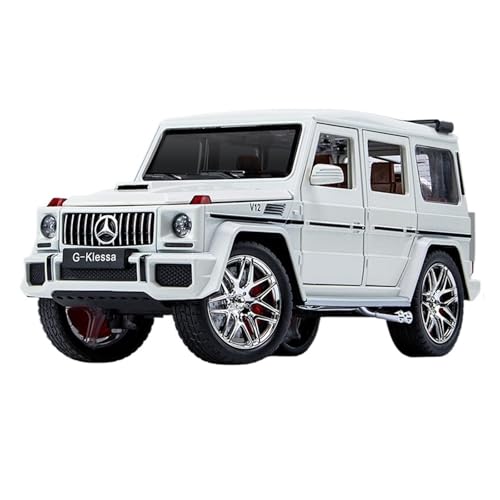 AXIAOLIN Autoliebhaber FÜR Auto Zu 1:24 Benz G63 Legierung Auto Modell Geländewagen Sechs-türer Mit Sound Und Licht Zurückziehen Auto Modell(MercedesG63White) von AXIAOLIN