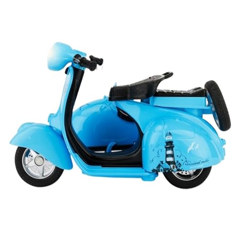 AXIAOLIN Für 1:14 Alloy Q Version des Schafes Mit Einem Co-Sitz Doppelmotorrad Simulation Alloy Car Alloy Motorrad Fertig Alloy Ornamente(Blue) von AXIAOLIN