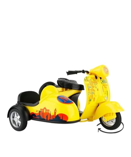 AXIAOLIN Für 1:14 Alloy Q Version des Schafes Mit Einem Co-Sitz Doppelmotorrad Simulation Alloy Car Alloy Motorrad Fertig Alloy Ornamente(Yellow) von AXIAOLIN