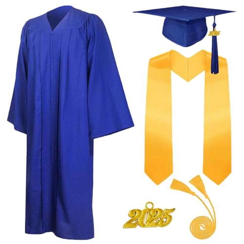 5 Stück 2025 Unisex Erwachsene Abschluss Talar mit Doktorhut und Quaste Graduation Robe Set Akademischer Talar für Hochschule Bachelor Abschlussfeier Bachelor Abschluss Geschenk für Herren Damen von AXZDTH