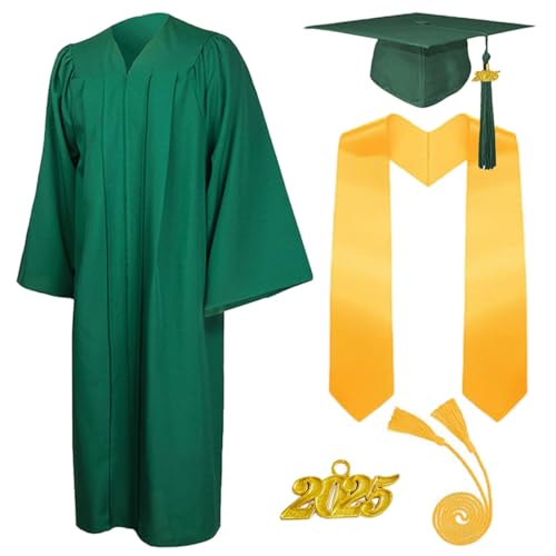 5 Stück 2025 Unisex Erwachsene Abschluss Talar mit Doktorhut und Quaste Graduation Robe Set Akademischer Talar für Hochschule Bachelor Abschlussfeier Bachelor Abschluss Geschenk für Herren Damen von AXZDTH