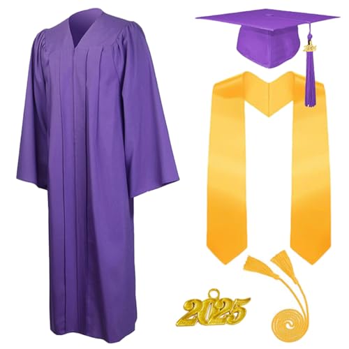 5 Stück 2025 Unisex Erwachsene Abschluss Talar mit Doktorhut und Quaste Graduation Robe Set Akademischer Talar für Hochschule Bachelor Abschlussfeier Bachelor Abschluss Geschenk für Herren Damen von AXZDTH