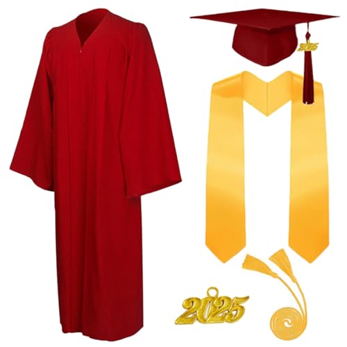 5 Stück 2025 Unisex Erwachsene Abschluss Talar mit Doktorhut und Quaste Graduation Robe Set Akademischer Talar für Hochschule Bachelor Abschlussfeier Bachelor Abschluss Geschenk für Herren Damen von AXZDTH