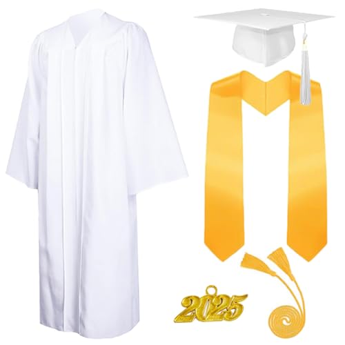 5 Stück 2025 Unisex Erwachsene Abschluss Talar mit Doktorhut und Quaste Graduation Robe Set Akademischer Talar für Hochschule Bachelor Abschlussfeier Bachelor Abschluss Geschenk für Herren Damen von AXZDTH