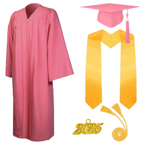 5 Stück 2025 Unisex Erwachsene Abschluss Talar mit Doktorhut und Quaste Graduation Robe Set Akademischer Talar für Hochschule Bachelor Abschlussfeier Bachelor Abschluss Geschenk für Herren Damen von AXZDTH