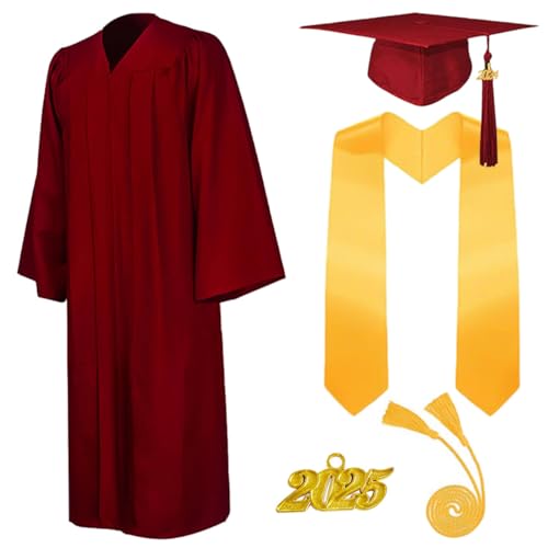 5 Stück 2025 Unisex Erwachsene Abschluss Talar mit Doktorhut und Quaste Graduation Robe Set Akademischer Talar für Hochschule Bachelor Abschlussfeier Bachelor Abschluss Geschenk für Herren Damen von AXZDTH