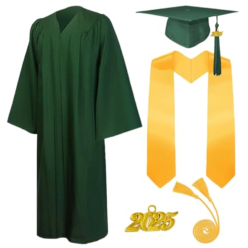 5 Stück 2025 Unisex Erwachsene Abschluss Talar mit Doktorhut und Quaste Graduation Robe Set Akademischer Talar für Hochschule Bachelor Abschlussfeier Bachelor Abschluss Geschenk für Herren Damen von AXZDTH