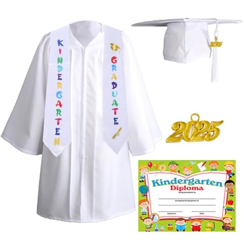 AXZDTH 5 Pieces 2025 Unisex Kindergarten Abschluss Talar Doktorhut und Quaste Kinder Akademischer Abschlussfeier Robe für Kindergarten für Abschlussfeierlichkeiten im Vorschulalter von AXZDTH