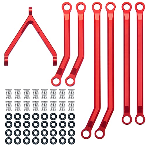 AXspeed 1 Set CNC Lenkgelenke Hohem Clearance Chassis Linkage für Axial SCX24 AXI90081 Deadbolt RC Car (rot) von AXspeed