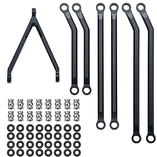 AXspeed 1Set CNC Metall High Clearance Chassis Linkage Lenkstangen Set für 1:24 Axial SCX24 AXI00005 Auto (Schwarz) von AXspeed