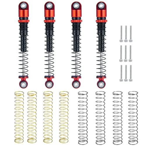 AXspeed 48mm Länge Stoßdämpfer Aluminium RC Stoßdämpfer für Axial Scx24 Deadbolt C10 AXI00002 AXI0005 Crawler Auto (Rot) von AXspeed