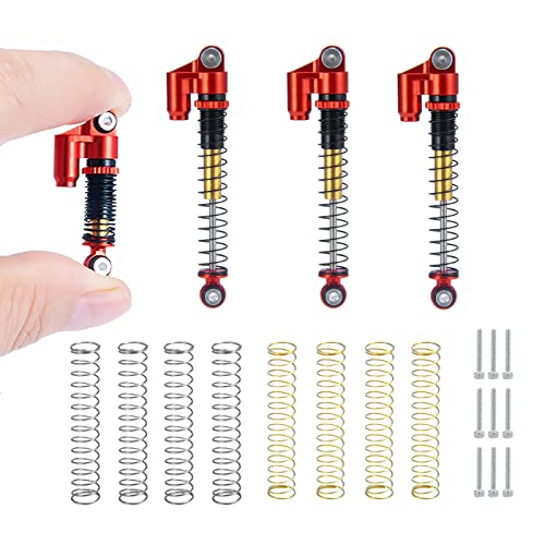 AXspeed Metall 48 mm RC Stoßdämpfer verstellbar lang Stoßdämpfer für 1/24 Axial SCX24 Deadbolt C10 JLU CRC AXI00005 Crawler Auto (Rot) von AXspeed