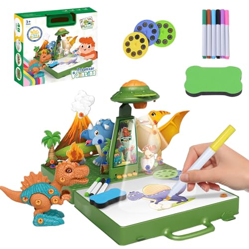 Zeichenprojektor Kinder Geschenke Spielzeug für 3-8 Jährige, 3-in-1 Projektion und Zeichnung Mädchen und Jungen Geschenke Kinder Projektor mit 48 Motiven, Papier, Buntstiften Maltafel Spielzeug, Grün von AYAMAYA