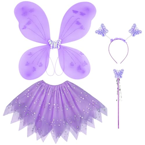 AYBUY Kostüm Schmetterling Kinder Mädchen, 4 Stück Rosa glitzerndes Tutu mit Schmetterlingsflügeln, Geeignet für Geburtstagsfeier, Cosplay, Mottoparty, Karneval, Halloween, Cosplay AYBUY Kostüm Schmetterling Kinder Mädchen, 4 Stück Rosa glitzerndes Tutu mit Schmetterlingsflügeln, Geeignet für Geburtstagsfeier, Cosplay, Mottoparty, Karneval, Halloween, Cosplay von AYBUY