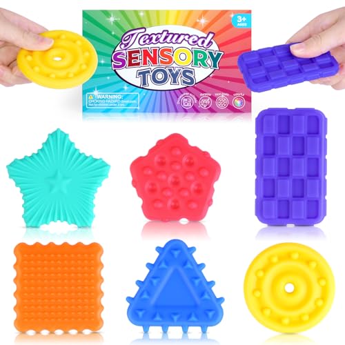 AYESY 6 STK Sensorisches Stein Fidget Toy, Fidget Toys Sensory Stones, Silikon Silent Fidget Sensorisches Spielzeug Stones, Stressabbau Fidgets Spielzeug, Autism Sensory Toys für Kinder und Erwachsene von AYESY