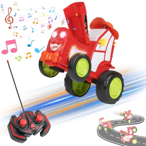 AYESY Ferngesteuertes Auto Kinder, RC Stunt Auto 360° Flips,Ferngesteuerter Springendes Auto Spielzeug, Kinder Cartoon Auto mit Musik und Licht Spielzeug für 3+ Jahre Junge Mädchen Geburtstagsgeschenk von AYESY