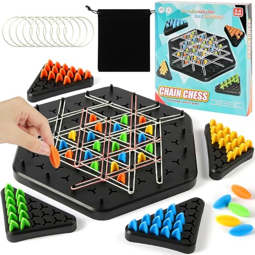 AYESY Triggle Spiel,Triggle Gummibänder Brettspiele, Taktikspiel mit Gummibändern, Interaktives Brettspiel Triggle, Kettendreieck Schach, Gummiband Brettspiele Brain Games für Jungen und Mädchen von AYESY