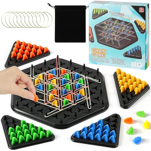 AYESY Triggle Spiel,Triggle Gummibänder Brettspiele, Taktikspiel mit Gummibändern, Interaktives Brettspiel Triggle, Kettendreieck Schach, Gummiband Brettspiele Brain Games für Jungen und Mädchen von AYESY