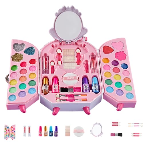 Kinder-Make-up-Set, Kinder-Make-up-Sets für Mädchen von 3–12 Jahren, die sichere, wasserlösliche Formel bedeutet einfaches Entfernen und Reinigen mit Wasser, Make-up für Kinder für Prinzessinnenpartys von AYKHDS