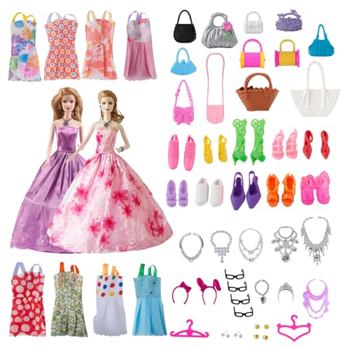 11,5 Zoll/30 cm Barbie Fashion Zubehör, Puppen, Abendkleider, Minikleider, Partykleider, Handtaschen, Schuhe, Schmuckzubehör, zufällige Stile. von AYNKH