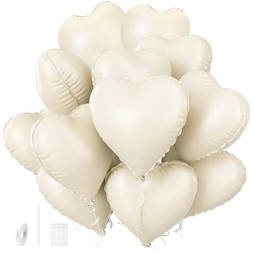 AYNKH 12 Creme Herz Ballons, 18 Zoll Folie Herz romantische Ballons für Mädchen Geburtstag, Hochzeit, Verlobung Jahrestag Party Dekorationen AYNKH 12 Creme Herz Ballons, 18 Zoll Folie Herz romantische Ballons für Mädchen Geburtstag, Hochzeit, Verlobung Jahrestag Party Dekorationen von AYNKH