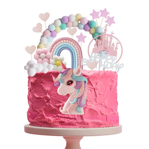 AYNKH 17 Stück Einhorn Tortendeko Set mit Regenbogen, Burg, Macaron Kuchen Topper, Cupcake Deko für Mädchen Geburtstag, Kindergeburtstag AYNKH 17 Stück Einhorn Tortendeko Set mit Regenbogen, Burg, Macaron Kuchen Topper, Cupcake Deko für Mädchen Geburtstag, Kindergeburtstag von AYNKH